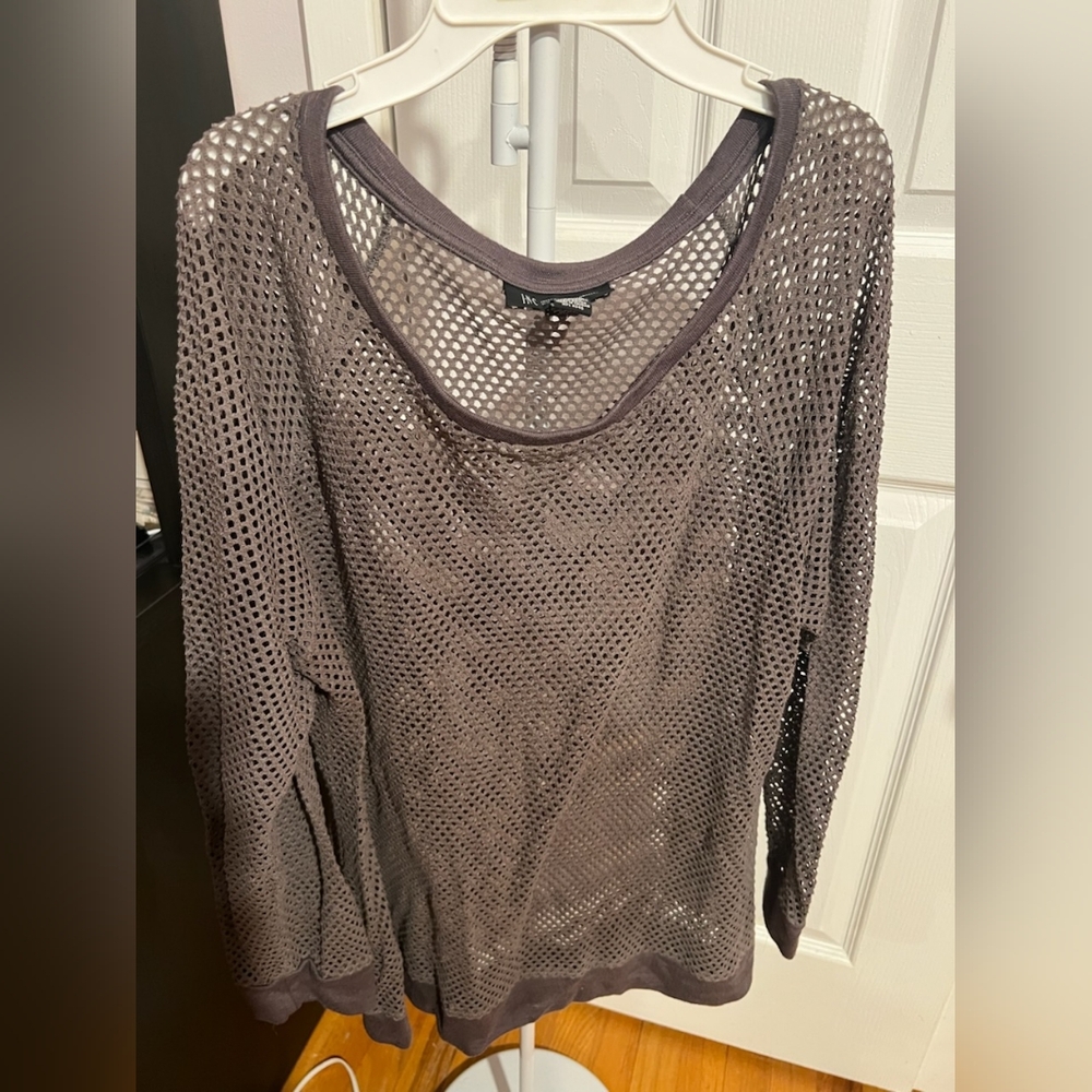 Gray net long sleeve shirt
